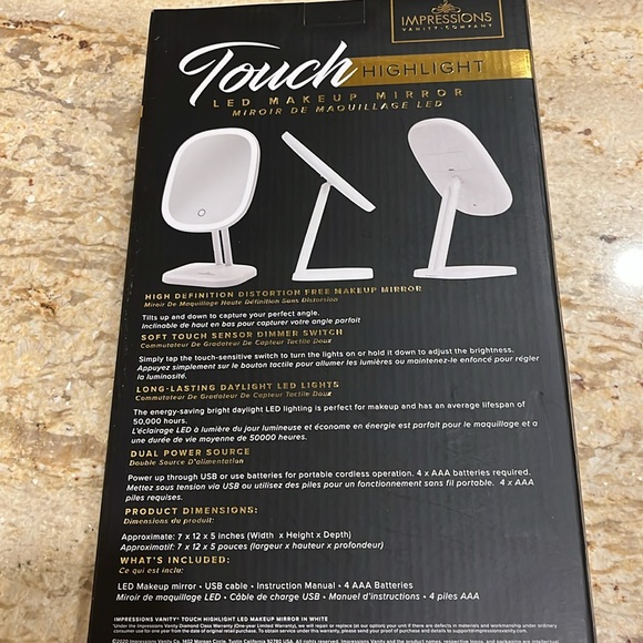 Impressions Vanity White Touch Highlight LED Makeup Mirror NIB - Picture 2 of 2
